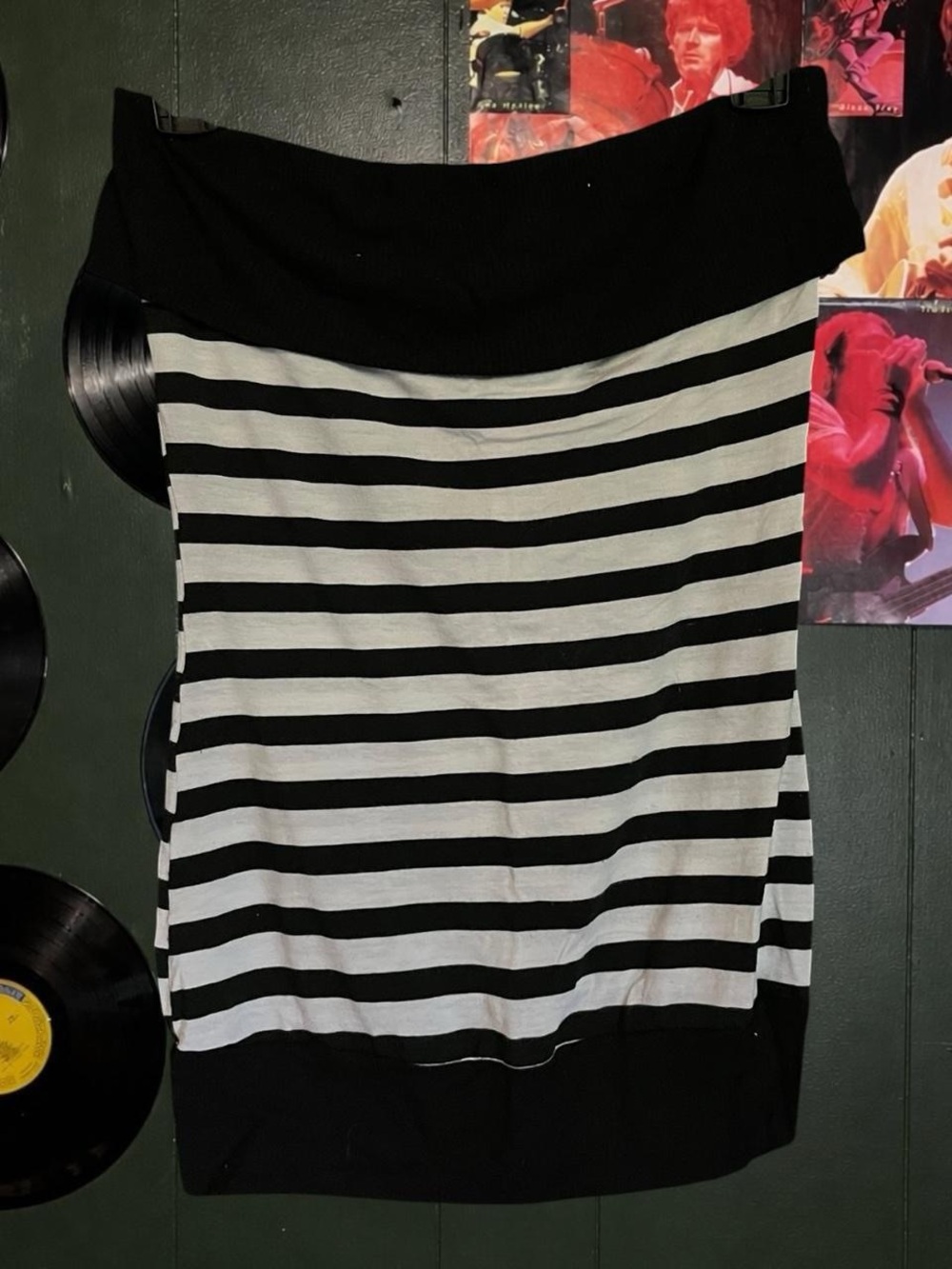 Striped Off-Shoulder Black and White Women's Top